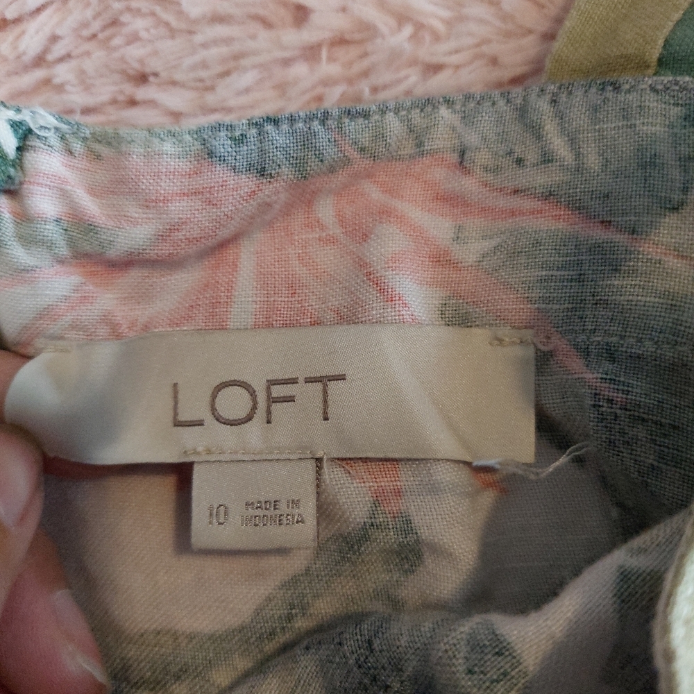 LOFT Floral Leaf Print Maxi Dress in Pink, Green, White - Picture 5 of 9
